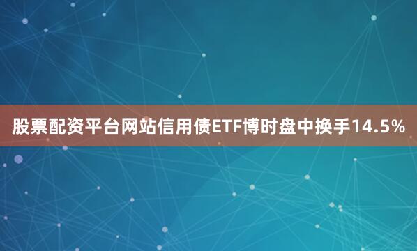 股票配资平台网站信用债ETF博时盘中换手14.5%
